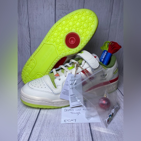 Men Size 11 Dr Seuss X Adidas Forum Low Shoes The Grinch Christmas ID3512 - Picture 2 of 9